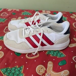 Adidas Cloudfoam White and Red Sneakers